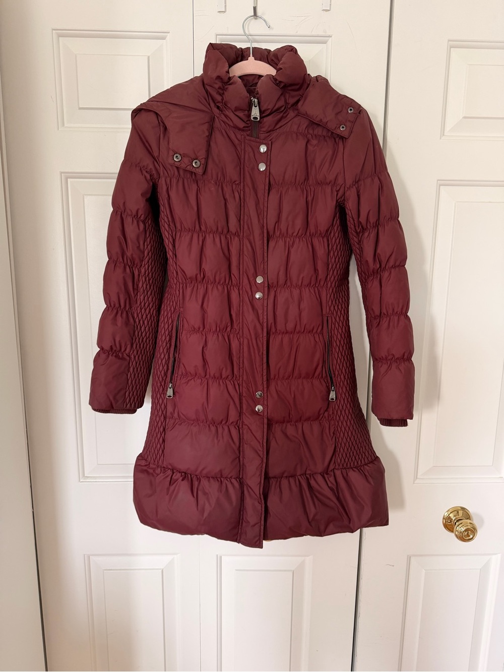 Via Spuga Puffer Coat - Burgundy